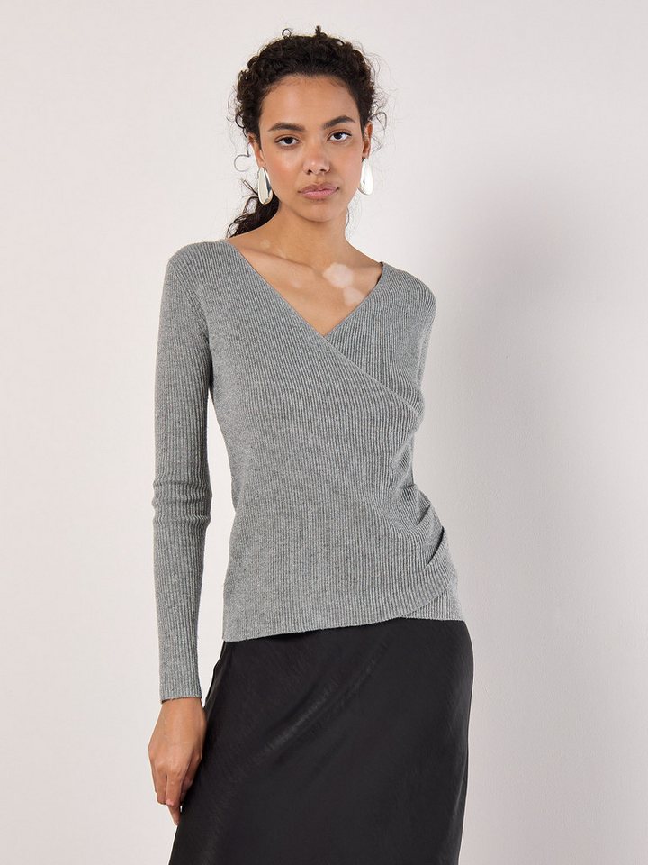 Apricot Wickelpullover in Rippoptik, mit Glitzer von Apricot