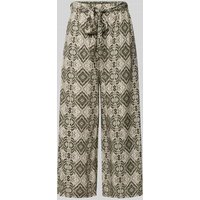 Apricot Wide Leg Stoffhose mit Allover-Print in Khaki, Größe L von Apricot