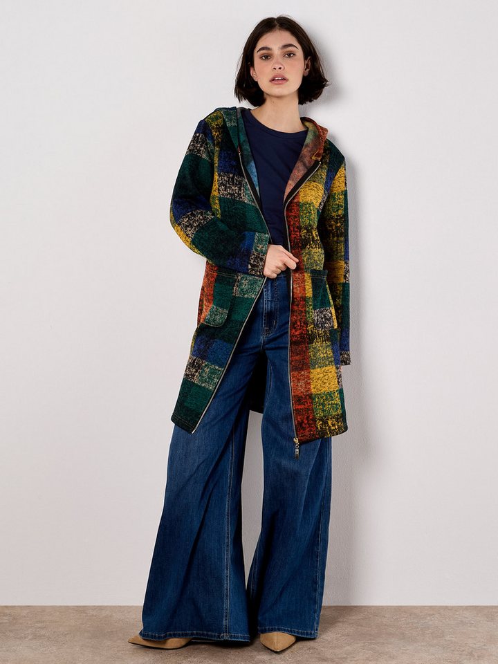 Apricot Wollmantel Cardigan-Jacke mit Kapuze, mit Patchwork-Look von Apricot