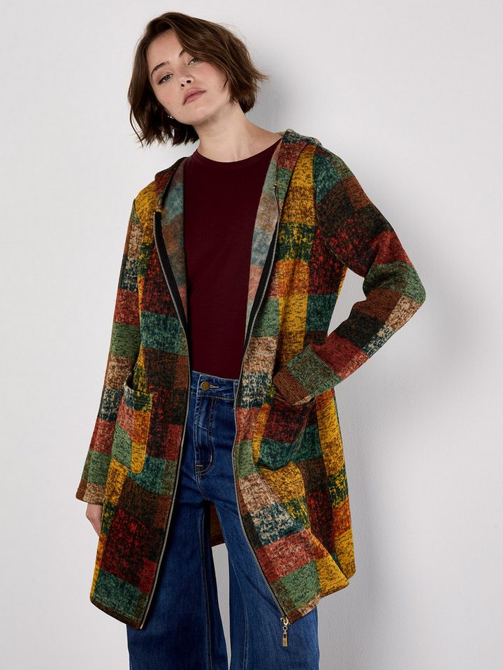Apricot Wollmantel Cardigan-Jacke mit Kapuze, mit Patchwork-Look von Apricot