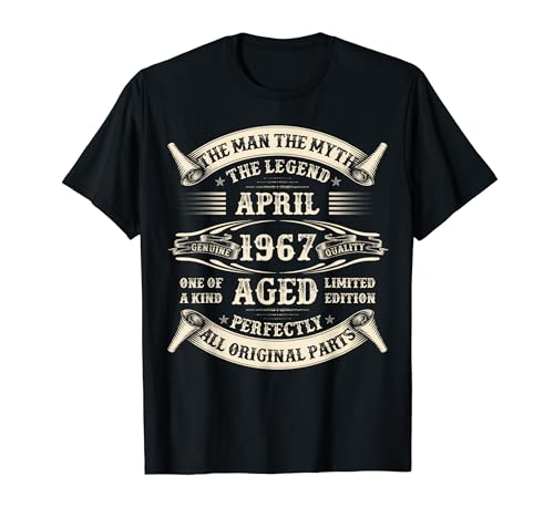 April 1967 Vintage 57. Geburtstag Geschenke für Männer 57 Jahre alt T-Shirt von April Birthday Gifts For Legendary Men Apparel