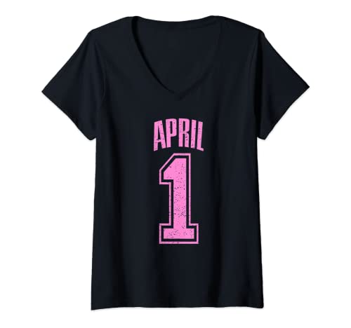 Damen April Supporter Number 1 Größter Fan T-Shirt mit V-Ausschnitt von April Support Kleidung & Geschenke für Fans