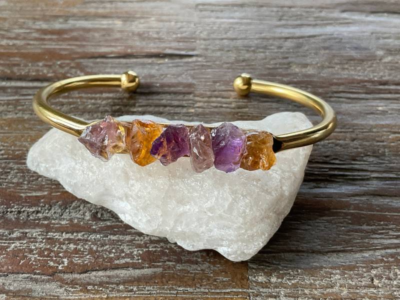 Ametrin Amethyst Citrin Armreif Roher Edelstein Armreif Ametrin Amethyst Citrin Armreif Roher Edelstein Armreif von AprilSueDesigns