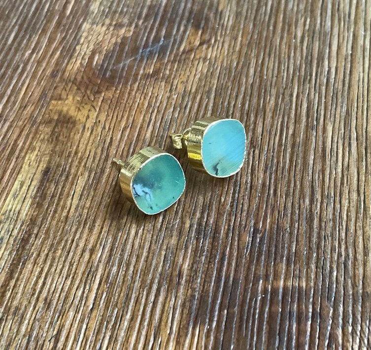 Chrysopras Ohrstecker 24K Vergoldet, Boho Style Chrysopras Ohrstecker 24K Vergoldet, Boho Style von AprilSueDesigns