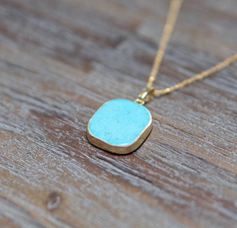 Türkis Anhänger Halskette 24K Vergoldete Satelliten-Kette Türkis Anhänger Halskette 24K Vergoldete Satelliten-Kette von AprilSueDesigns