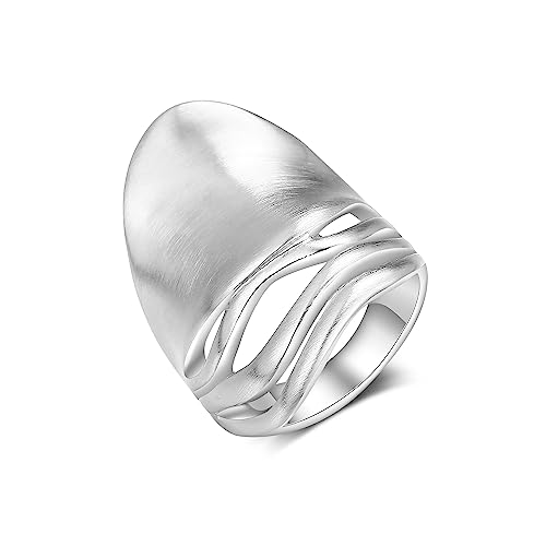 Aprilery Gold- und Silberringe für Damen, klobige Siegel-Statement-Ringe, vergoldeter Bandring, breite quadratische Metallringe, Cocktail-Modeschmuck, Geschenke für Sie (Mask Silver, 6) von Aprilery