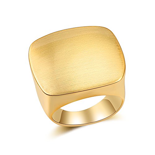 Aprilery Gold- und Silberringe für Damen, klobige Siegel-Statement-Ringe, vergoldeter Bandring, breite quadratische Metallringe, Cocktail-Modeschmuck, Geschenke für Sie (Square Gold, 8) von Aprilery