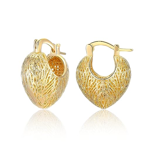 Aprilery Herz-Ohrringe für Frauen, trendige Liebes-Ohrringe, klobige goldene Statement-Ohrstecker, Modeschmuck für Teenager-Mädchen, Geschenke für Sie (Gold Hollow Heart) von Aprilery