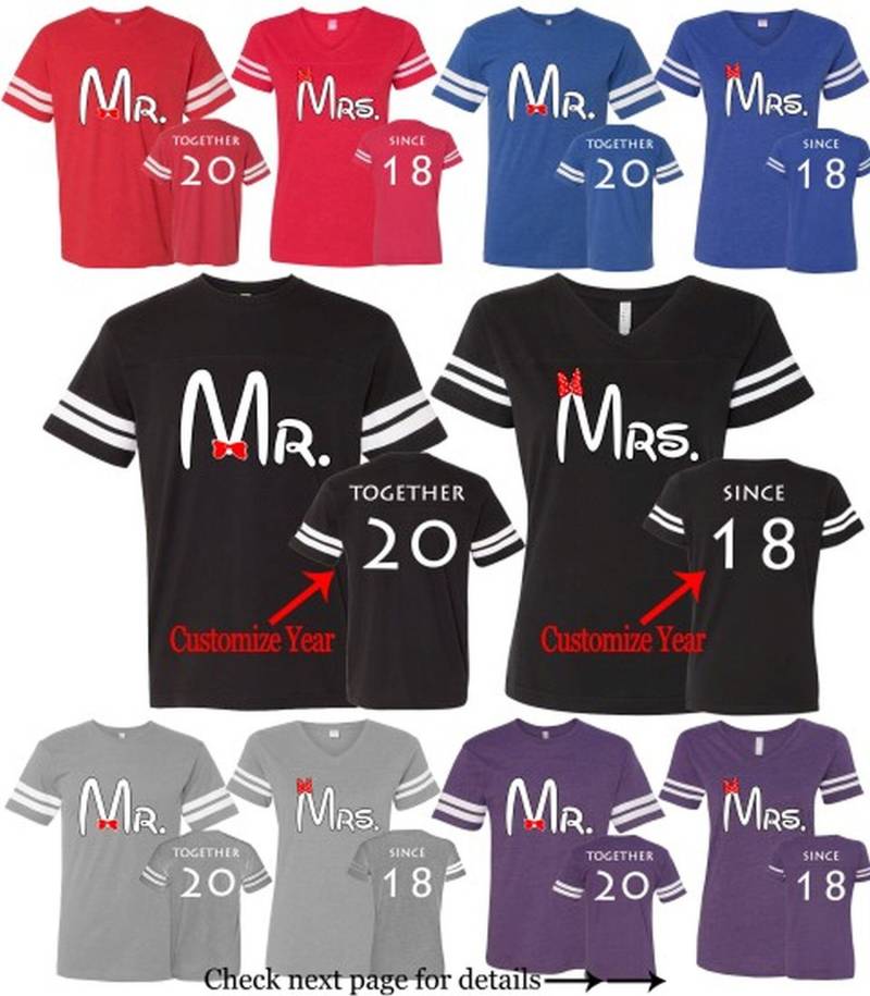 Angepasste Herr Mrs Hubby Wifey Paar Hemden Sein Hers T-Shirts Ehemann Frau Kommt Als Set | 2 Hemden Zusammen Seit Dem Benutzerdefinierten Jahr Auf von AprilsLittleBoutique