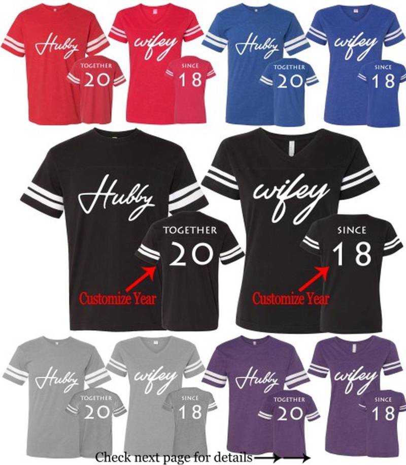 Benutzerdefinierte Hubby Wifey Shirts Jubiläumsjahr Paar T-Shirt Set von AprilsLittleBoutique
