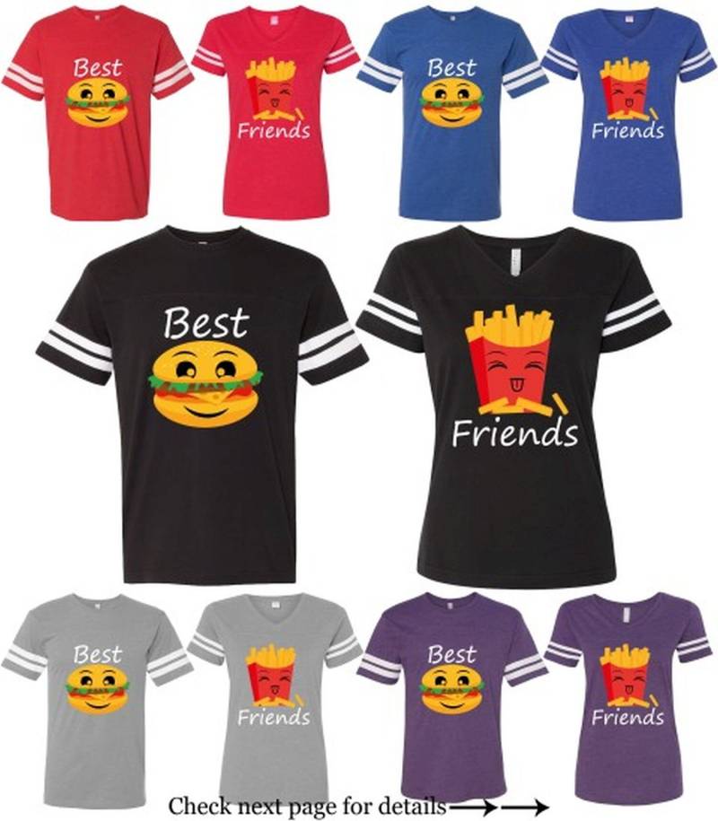 Bff Paar Shirts Beste Freunde Passende Jersey Style T-Shirts Hamburger Und Pommes Passendes T-Shirt Wird Als Set | 2 Shirts Geliefert von AprilsLittleBoutique
