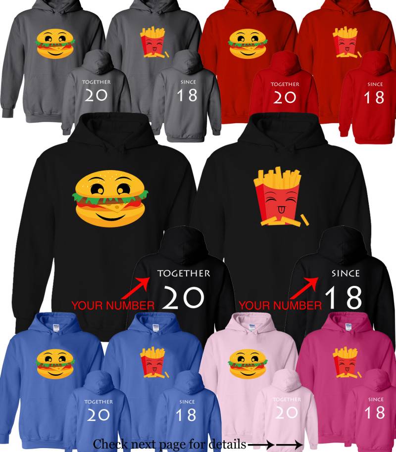 Burger & Fries Bff Passende Hoodies Benutzerdefiniertes Jahr Set von AprilsLittleBoutique