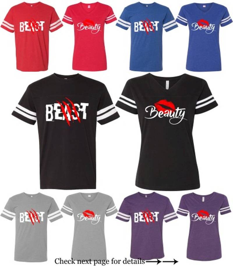 Die Schöne Und Das Biest Passende Paar-Shirts T-Shirts Im Jersey-stil | 2Er-Set von AprilsLittleBoutique