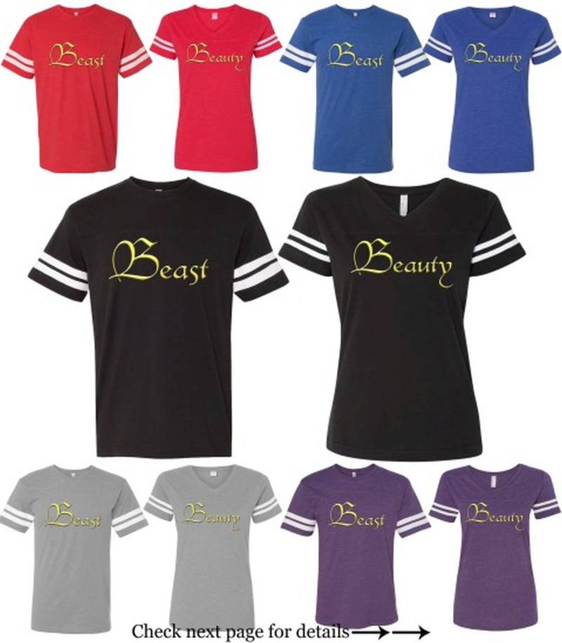 Die Schöne Und Das Biest Passende Paar-Shirts T-Shirts Im Jersey-stil | 2Er-Set von AprilsLittleBoutique