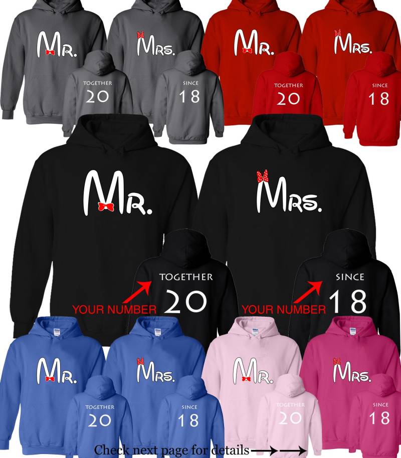 Herr Und Frau Paar Angepasst Passenden Ehemann Hoodie Pullover Zusammen Seit Anpassen Jahr Hoodies Kommt Als Set | 2 Hoodies von AprilsLittleBoutique