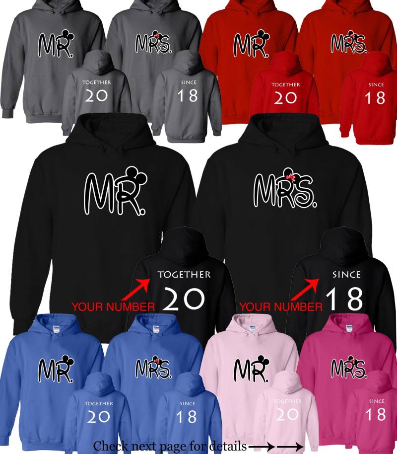 Herr Und Frau Paar Angepasst Passenden Hoodie Pullover Zusammen Seit Fertigen Jahr Ehemann Hoodies Kommt Als Set | 2 Hoodies von AprilsLittleBoutique