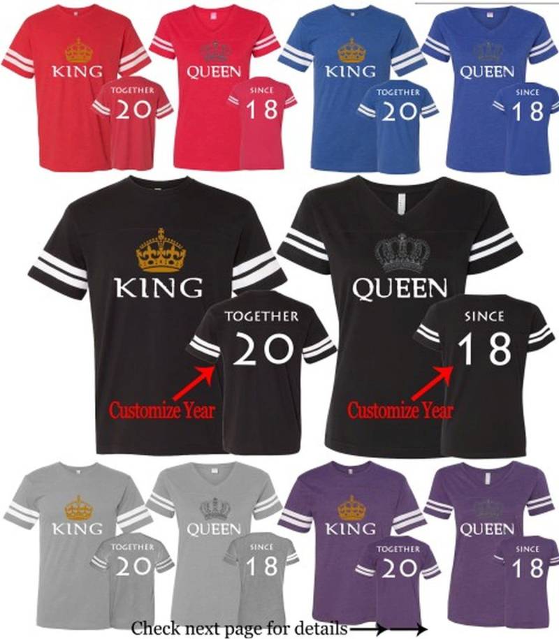 King Queen Paar Shirts Benutzerdefinierte Jubiläumsjahr Zusammenpassende T-Shirts von AprilsLittleBoutique