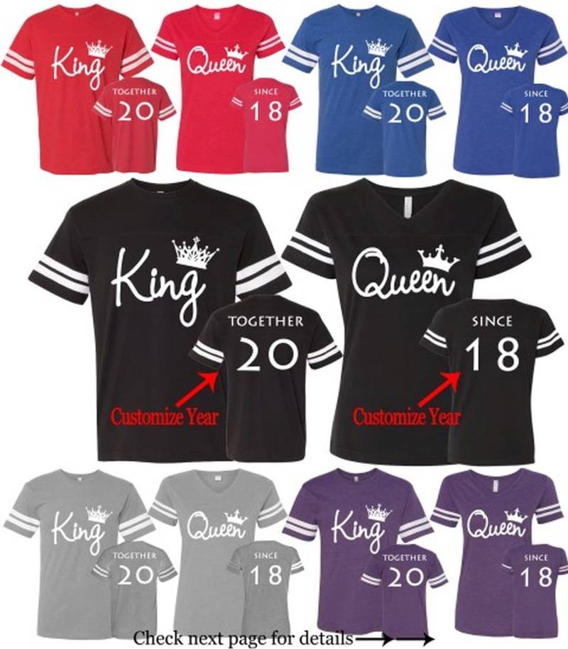 König Königin Paar Shirts Benutzerdefinierte Jubiläumsjahr Passende T-Shirts | 2Er-Set von AprilsLittleBoutique