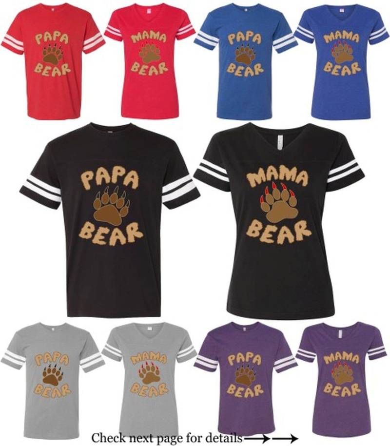 Mama Bear Papa Passende Paar-Shirts Jersey Style T-Shirt Set von AprilsLittleBoutique