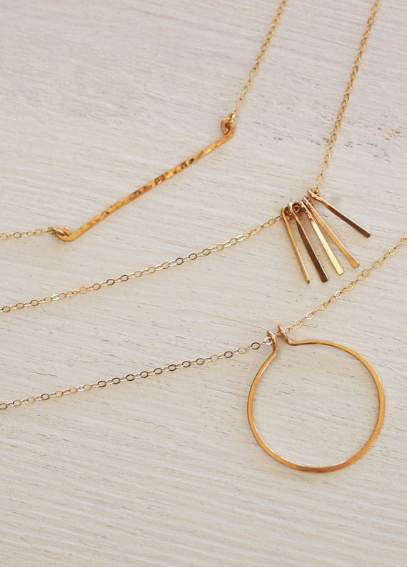 Bar Halskette, Kreis Halskette, Dünne Gold Halskette, Zierliche Halskette, Einfach Minimal Schmuck, Paddel, Geschenk Für Frau, Geschenk Freundin von AprilstudioShop