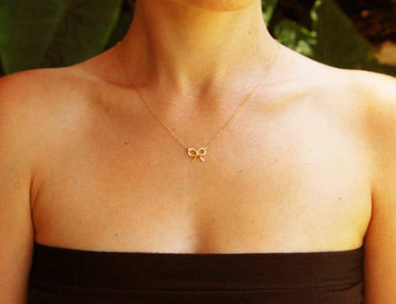 Gold Bogen Kette, Silber Bogen, Halskette, Kette, Brautjungfer Geschenk Für Sie, Charm von AprilstudioShop