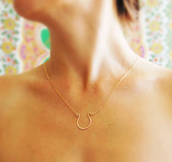 Hufeisen Kette, Gold Brautjungfer Glücksbringer Hochzeiten, Silber Kette von AprilstudioShop