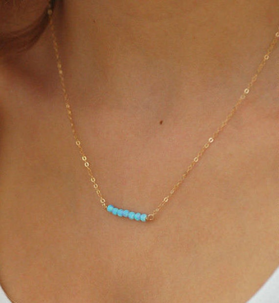 Opal Halskette, Blaue Kleine Brautjungfer Perlen Schmuck, Silber Halskette von AprilstudioShop