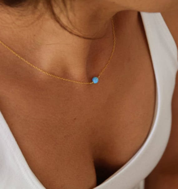 Opal Halskette, Gold Brautjungfer Geschenk, Kugel Zarte Für Ihre Schmuck Geschenkideen von AprilstudioShop