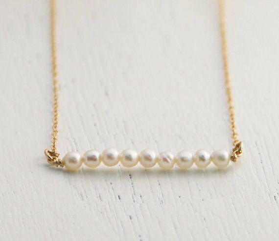 Perle Bar Halskette, Goldbarren, Brautjungfer Geschenk, Schmuck, Zarte Alltägliche Goldkette von AprilstudioShop