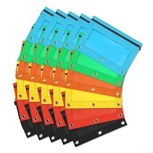 30-teiliges Federmäppchen mit 3-Ringbuch-Adapter und Reißverschluss für die Organisation von Schreibwaren in Schule, Büro und Reisen von Aprilsunnyzone