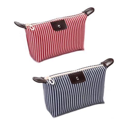 AprinCtempsD 2 Stück Kosmetiktasche Kleine Multifunktionale Kulturbeutel Damen für Handtasche Schminktasche Organizer für Reise Wasserdicht Makeup Tasche mit Reißverschluss für Reisen (Schwarz+Rot) von AprinCtempsD