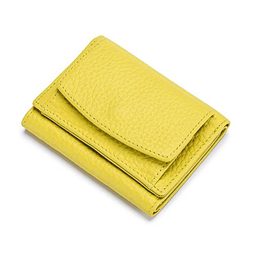 AprinCtempsD RFID Schutz Geldbörse Klein Damen Echt Leder Portemonnaie Mini Geldbeutel Kreditkartenhülle Kreditkartenetui Elegante (Gelb) von AprinCtempsD