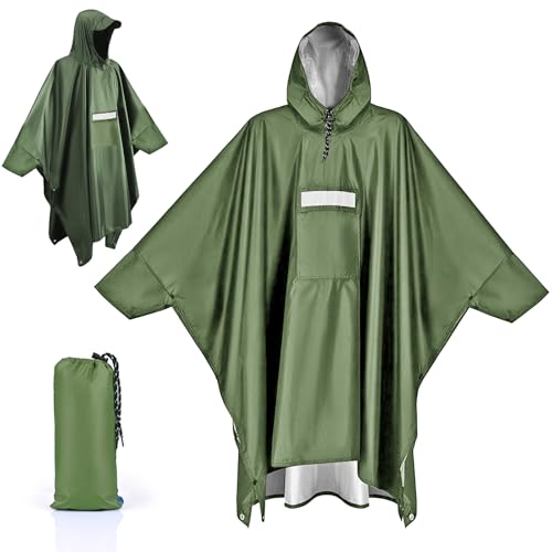 Apritsce Regenponcho für Erwachsene, Regenjacken Wasserdichter mit Kapuze Taschen Reflexstreifen, 3-in-1 Multifunktions Leichter Regen Poncho für im Freien Camping Wandern Angeln Apritsce Regenponcho für Erwachsene, Regenjacken Wasserdichter mit Kapuze Taschen Reflexstreifen, 3-in-1 Multifunktions Leichter Regen Poncho für im Freien Camping Wandern Angeln von Apritsce