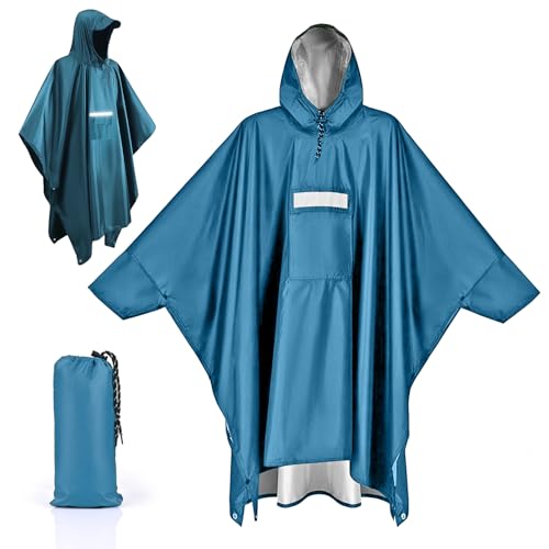 Apritsce Regenponcho für Erwachsene, Regenjacken Wasserdichter mit Kapuze Taschen Reflexstreifen, 3-in-1 Multifunktions Leichter Regen Poncho für im Freien Camping Wandern Angeln Apritsce Regenponcho für Erwachsene, Regenjacken Wasserdichter mit Kapuze Taschen Reflexstreifen, 3-in-1 Multifunktions Leichter Regen Poncho für im Freien Camping Wandern Angeln von Apritsce