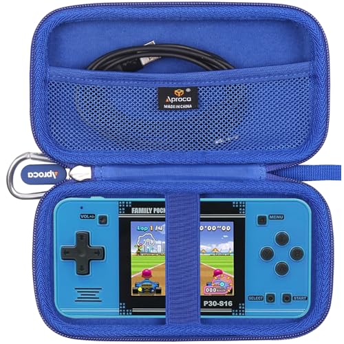 Aproca Schutzhülle kompatibel mit WELLST·G Handheld-Spiel für Kinder, tragbarer Gaming-Player, Aufbewahrung, Hartschalentasche für Spielerzubehör, Blau (nur Hülle) von Aproca