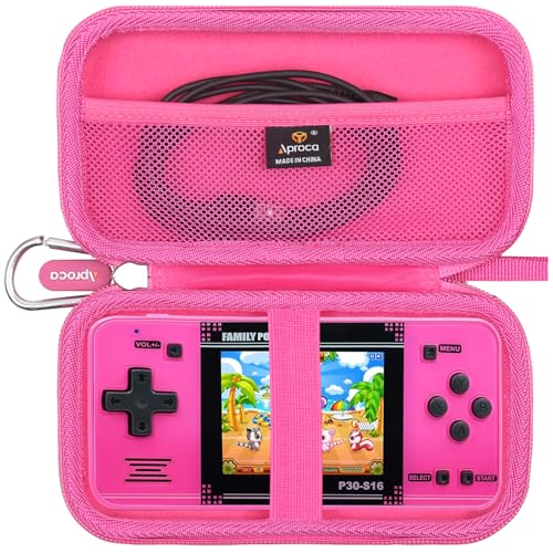 Aproca Schutzhülle kompatibel mit WELLST·G Handheld-Spiel für Kinder, tragbarer Gaming-Player, Aufbewahrungstasche für Game-Player und Zubehör, Rosa (nur Hülle) von Aproca