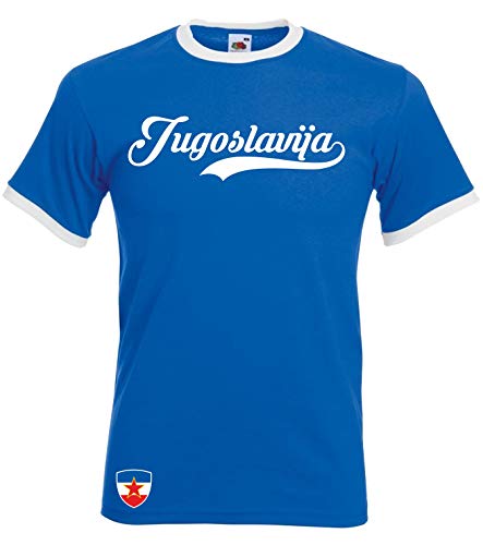 Aprom Jugoslawien Ringer Retro TS WM EM Soccer T-Shirt Trikot Look Yug (M) von Aprom-Sports