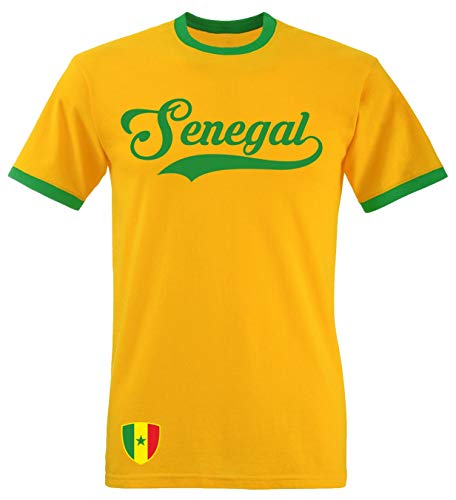 Aprom Senegal Ringer Retro TS WM EM Soccer T-Shirt Trikot Look Sen (M) von Aprom-Sports