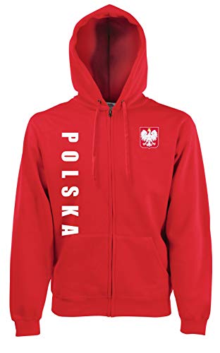 Aprom-Sports Polen ZIP Hoodie Jacke -Kapuzen Sweat Sport Trikot Rot Look (L) von Aprom-Sports