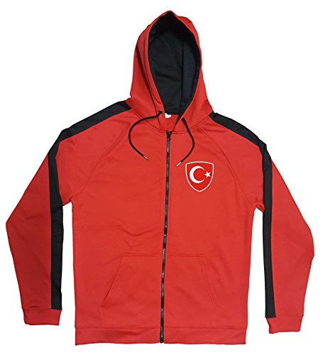 Türkei Jacke Sweater Rot JA GO Türkiye Trikot Look Zip Nation Fussball Sport (S) von Aprom-Sports
