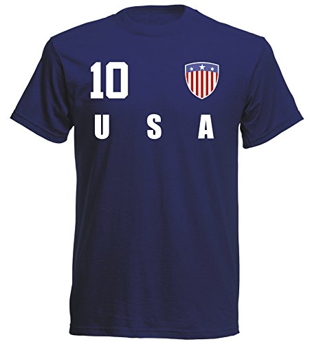 USA Amerika WM 2018 T-Shirt Fußball Trikot Sport - Navy ALL-10 - S M L XL XXL (L) von Aprom-Sports