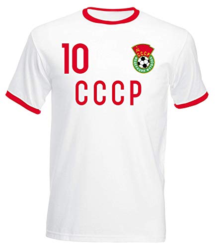 aprom CCCP Trikot UDSSR No.10 - Russland - Retro Jersey WM EM, Weiß, L von Aprom-Sports