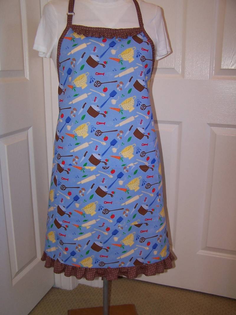 Rüschen Damen Schürze, Robins Egg Blau Voller Koch Gastgeberin Sofort Lieferbar Rüschen Damen Schürze, Robins Egg Blau Voller Koch Gastgeberin Sofort Lieferbar von AptosBeach