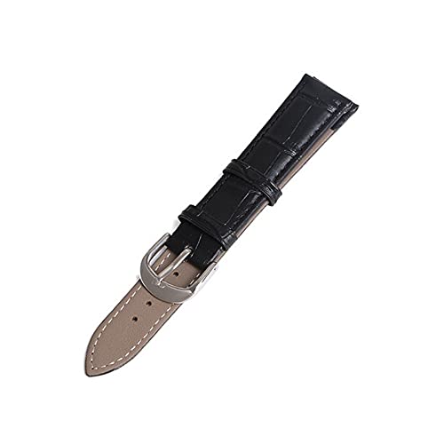 ApuaVireo&Co 12/14/16/18/19/20/22mm Männer Frauen Bunte echtes Leder-Uhrenarmband-Ersatzarmband Armbänder Uhren Zubehör(Black,12mm) von ApuaVireo&Co
