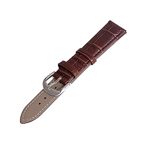 ApuaVireo&Co 12/14/16/18/19/20/22mm Männer Frauen Bunte echtes Leder-Uhrenarmband-Ersatzarmband Armbänder Uhren Zubehör(Brown,14mm) von ApuaVireo&Co