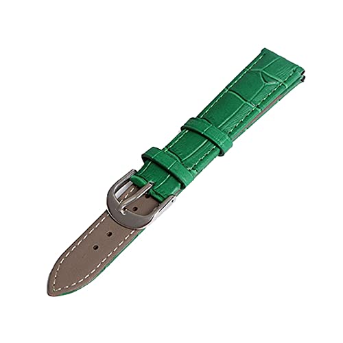 ApuaVireo&Co 12/14/16/18/19/20/22mm Männer Frauen Bunte echtes Leder-Uhrenarmband-Ersatzarmband Armbänder Uhren Zubehör(Green,12mm) von ApuaVireo&Co