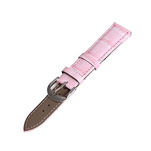 ApuaVireo&Co 12/14/16/18/19/20/22mm Männer Frauen Bunte echtes Leder-Uhrenarmband-Ersatzarmband Armbänder Uhren Zubehör(Pink,12mm) von ApuaVireo&Co
