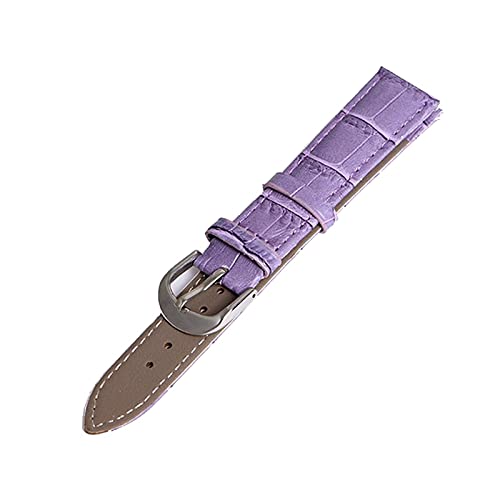 ApuaVireo&Co 12/14/16/18/19/20/22mm Männer Frauen Bunte echtes Leder-Uhrenarmband-Ersatzarmband Armbänder Uhren Zubehör(Purple,16mm) von ApuaVireo&Co