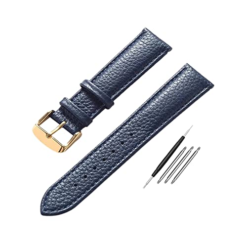ApuaVireo&Co 13/14/15/16/17/18/19/20/21/22 mm Buntes Lychee-Grain-Echtlederarmband for Damen und Herren, hautfreundliches Uhrenarmband(Light Yellow-Silver,13mm) von ApuaVireo&Co