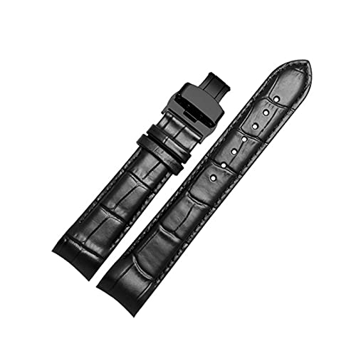 ApuaVireo&Co 16-24mm Herren Echtlederarmband Ersatz Faltschließe Uhrenarmband Armbänder for Analog Quarz Uhrenarmband(Black Black,24mm) von ApuaVireo&Co